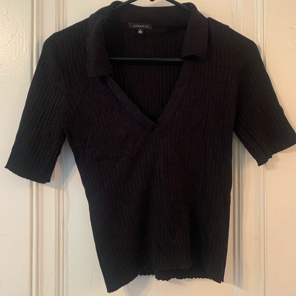 Ribbed polo shirt